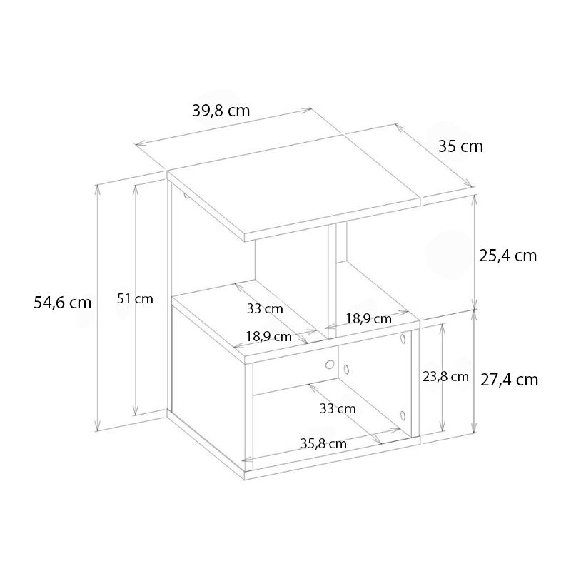 GP042-02701-7 Κομοδίνο - Τραπεζάκι βοηθητικό Entiero Megapap χρώμα sapphire oak 39,8x35x54,6εκ.
