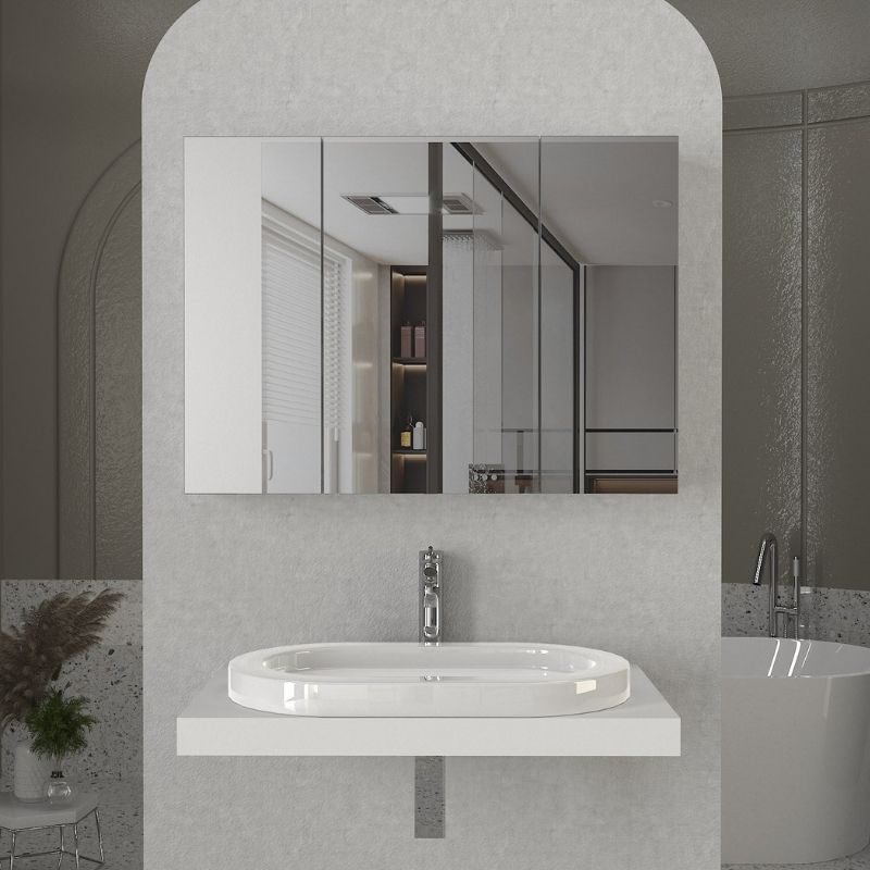 GP042-02731-3 Καθρέπτης μπάνιου Base Μegapap χρώμα λευκό 90x17,1x65εκ.