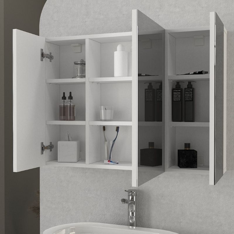 GP042-02731-4 Καθρέπτης μπάνιου Base Μegapap χρώμα λευκό 90x17,1x65εκ.