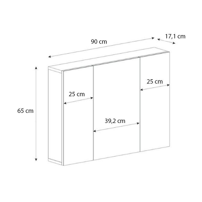 GP042-02731-6 Καθρέπτης μπάνιου Base Μegapap χρώμα λευκό 90x17,1x65εκ.