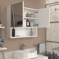 GP042-02801-3 Καθρέπτης μπάνιου Trama Μegapap χρώμα λευκό 75x16,8x65εκ.