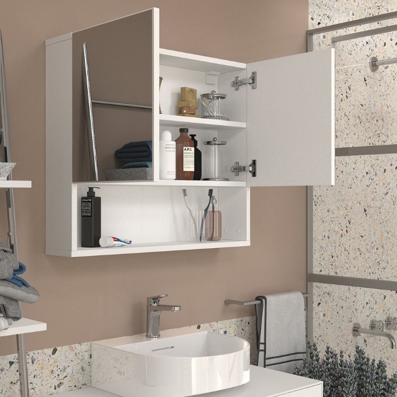 GP042-02801-3 Καθρέπτης μπάνιου Trama Μegapap χρώμα λευκό 75x16,8x65εκ.