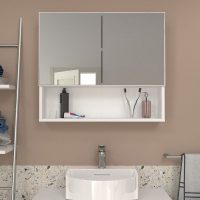 GP042-02801-4 Καθρέπτης μπάνιου Trama Μegapap χρώμα λευκό 75x16,8x65εκ.