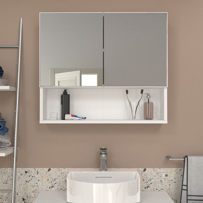 GP042-02801-4 Καθρέπτης μπάνιου Trama Μegapap χρώμα λευκό 75x16,8x65εκ.