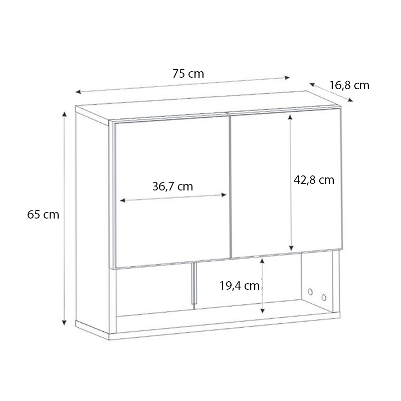 GP042-02801-5 Καθρέπτης μπάνιου Trama Μegapap χρώμα λευκό 75x16,8x65εκ.