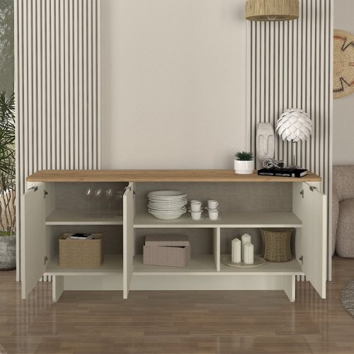 GP042-02811-1 Μπουφές Bohema Megapap χρώμα ivory - sepet oak 180x47x76,6εκ.