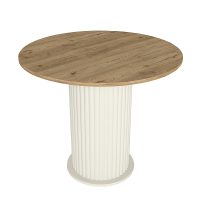Τραπέζι Bohema Megapap χρώμα ivory - sepet oak Ø90x77,7εκ.