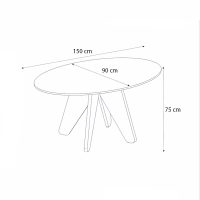 Τραπέζι Rebel Megapap χρώμα rota oak - sandstone 150x90x75εκ.