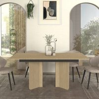 Τραπέζι Lava Megapap χρώμα rota oak - ανθρακί 180x90x76,8εκ.