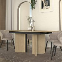 Τραπέζι Lava Megapap χρώμα rota oak - ανθρακί 180x90x76,8εκ.