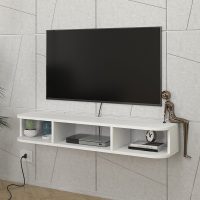 Έπιπλο τηλεόρασης επιτοίχιο Bask Megapap με LED χρώμα λευκό 120x29,6x19,2εκ.