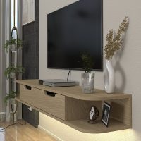 Έπιπλο τηλεόρασης επιτοίχιο Noland Megapap με LED χρώμα rota oak 150x35x19,2εκ.