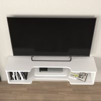 Έπιπλο τηλεόρασης επιτοίχιο Perry Megapap χρώμα λευκό 120x29,6x25,6εκ.