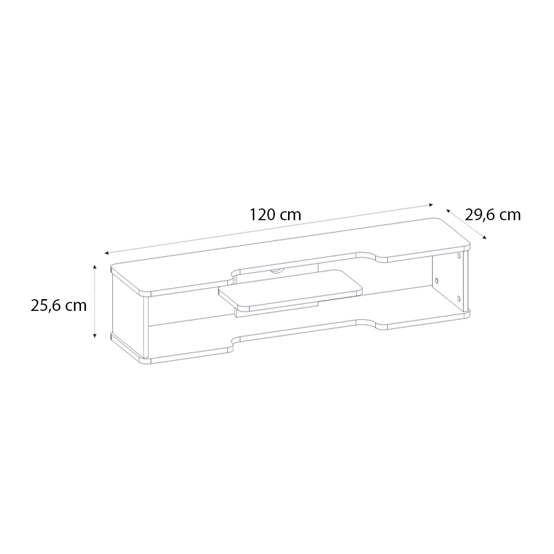 Έπιπλο τηλεόρασης επιτοίχιο Perry Megapap χρώμα λευκό 120x29,6x25,6εκ.