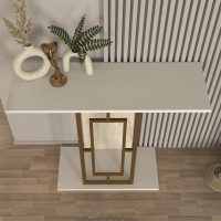 Κονσόλα Alderas Megapap χρώμα sandstone - travertine - χρυσό 90x29,6x76,8εκ.