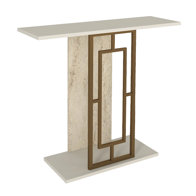 Κονσόλα Alderas Megapap χρώμα sandstone - travertine - χρυσό 90x29,6x76,8εκ.