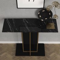 Κονσόλα Brandy Megapap χρώμα μαύρο - μαύρο εφέ μαρμάρου - χρυσό 90x29,6x76,8εκ.