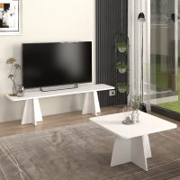 Έπιπλο τηλεόρασης Sugar Megapap χρώμα λευκό 150x29,6x36,8εκ.