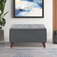 Σκαμπώ - Ταμπουρέ Lotus Megapap βελούδινο χρώμα γκρι 90x40x50εκ.