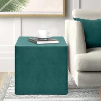 Σκαμπώ April Megapap βελούδινο χρώμα κυπαρισσί 40x40x40εκ.