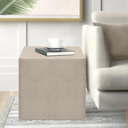 Σκαμπώ April Megapap βελούδινο χρώμα μπεζ 40x40x40εκ.