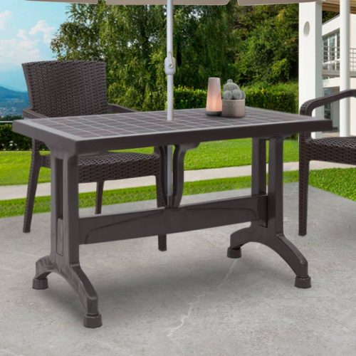 GP046-00031-1 Τραπέζι πολυπροπυλενίου Callan Megapap χρώμα καφέ 140x80x73εκ.