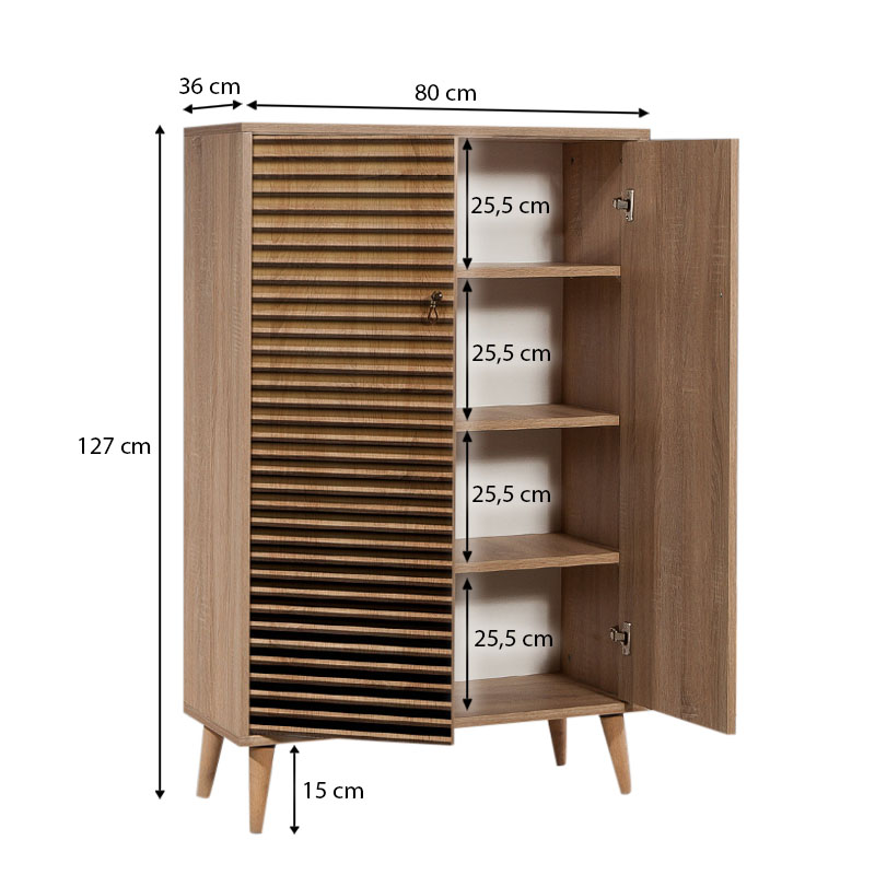 GP052-00042-5 Παπουτσοθήκη - ντουλάπι Soho Megapap χρώμα sonoma 80x36x127εκ.