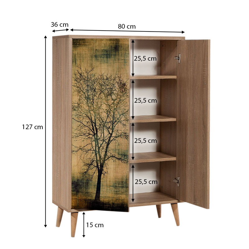 GP052-00044-5 Παπουτσοθήκη - ντουλάπι Soho Megapap χρώμα sonoma 80x36x127εκ.