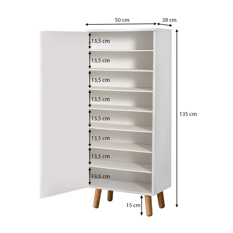 GP052-00062-4 Ντουλάπι κουζίνας/μπάνιου - Παπουτσοθήκη Assiri Megapap χρώμα λευκό 50x38x135εκ.