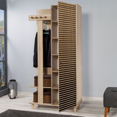 Έπιπλο εισόδου Soho Megapap χρώμα sonoma 90x36x194εκ.