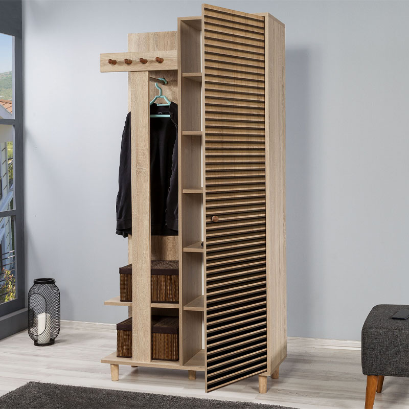 Έπιπλο εισόδου Soho Megapap χρώμα sonoma 90x36x194εκ.