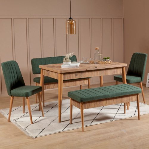 GP052-00331-1 Καναπές διθέσιος - Παγκάκι Alden Megapap από μελαμίνη - ύφασμα χρώμα πράσινο 110x40x85εκ.