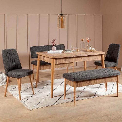 GP052-00332-1 Καναπές διθέσιος - Παγκάκι Alden Megapap από μελαμίνη - ύφασμα χρώμα ανθρακί 110x40x85εκ.