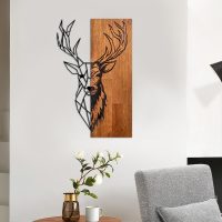 GP052-0070-1 Διακοσμητικό τοίχου Deer Megapap ξύλινο - μεταλλικό χρώμα καρυδί - μαύρο 36x3x58εκ.