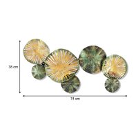 GP052-0078-2 Διακοσμητικό τοίχου Flower Megapap μεταλλικό χρώμα χρυσό - πράσινο 74x38εκ.