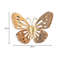 GP052-0098-3 Διακοσμητικό τοίχου Butterfly Megapap μεταλλικό χρώμα χρυσό 29x32εκ.