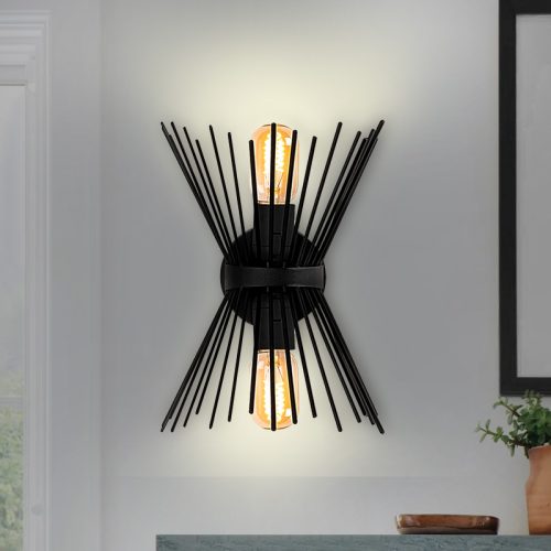 GP052-01081-1 Απλίκα τοίχου Kirpi Megapap E27 μεταλλική χρώμα μαύρο 23x5x33εκ.