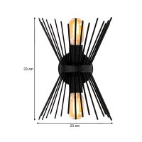 GP052-01081-2 Απλίκα τοίχου Kirpi Megapap E27 μεταλλική χρώμα μαύρο 23x5x33εκ.