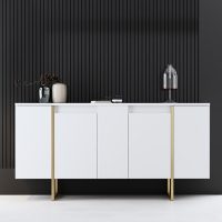 GP052-01183-1 Μπουφές Luxe Megapap χρώμα λευκό - χρυσό 160x35x80εκ.