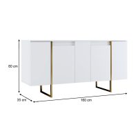 GP052-01183-4 Μπουφές Luxe Megapap χρώμα λευκό - χρυσό 160x35x80εκ.