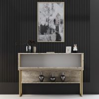 GP052-01301-1 Μπουφές Luxe Megapap χρώμα travertine - χρυσό 120x30x80εκ.