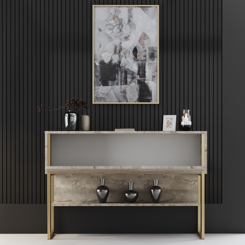 GP052-01301-1 Μπουφές Luxe Megapap χρώμα travertine - χρυσό 120x30x80εκ.