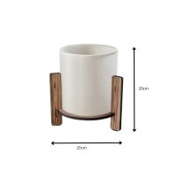 Φωτιστικό επιτραπέζιο Pine Megapap E27 Mdf - ύφασμα Pvc χρώμα καρυδί - κρεμ Ø20x20εκ.