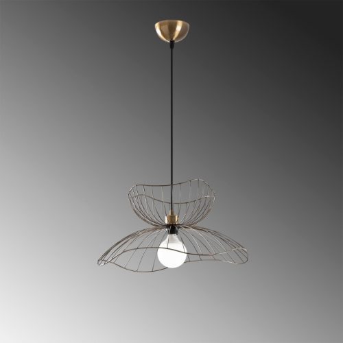 Φωτιστικό οροφής Farac Megapap E27 μεταλλικό μονόφωτο χρώμα χρυσό vintage Ø50x31/111εκ.