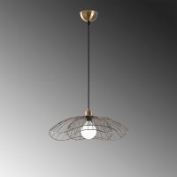 Φωτιστικό οροφής Farac Megapap E27 μεταλλικό μονόφωτο χρώμα χρυσό vintage Ø50x31/111εκ.