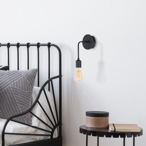 GP052-01731-1 Απλίκα τοίχου Aden Megapap E27 μεταλλική χρώμα μαύρο 6x12x27εκ.