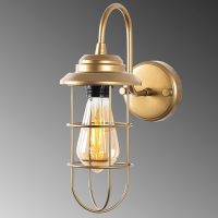 GP052-01851-3 Απλίκα τοίχου Vole Megapap E27 μεταλλική χρώμα χρυσό 10x12x32εκ.