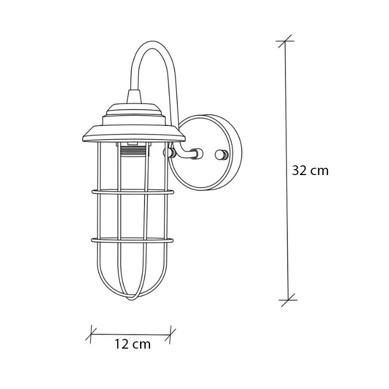 GP052-01851-4 Απλίκα τοίχου Vole Megapap E27 μεταλλική χρώμα χρυσό 10x12x32εκ.