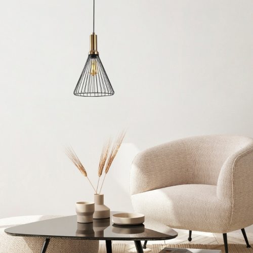 GP052-01911-1 Φωτιστικό οροφής Mentor Megapap E27 μεταλλικό μονόφωτο χρώμα μαύρο Ø24x140εκ.