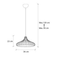 Φωτιστικό οροφής Adda Megapap E27 μεταλλικό μονόφωτο χρώμα μαύρο Ø36x120εκ.